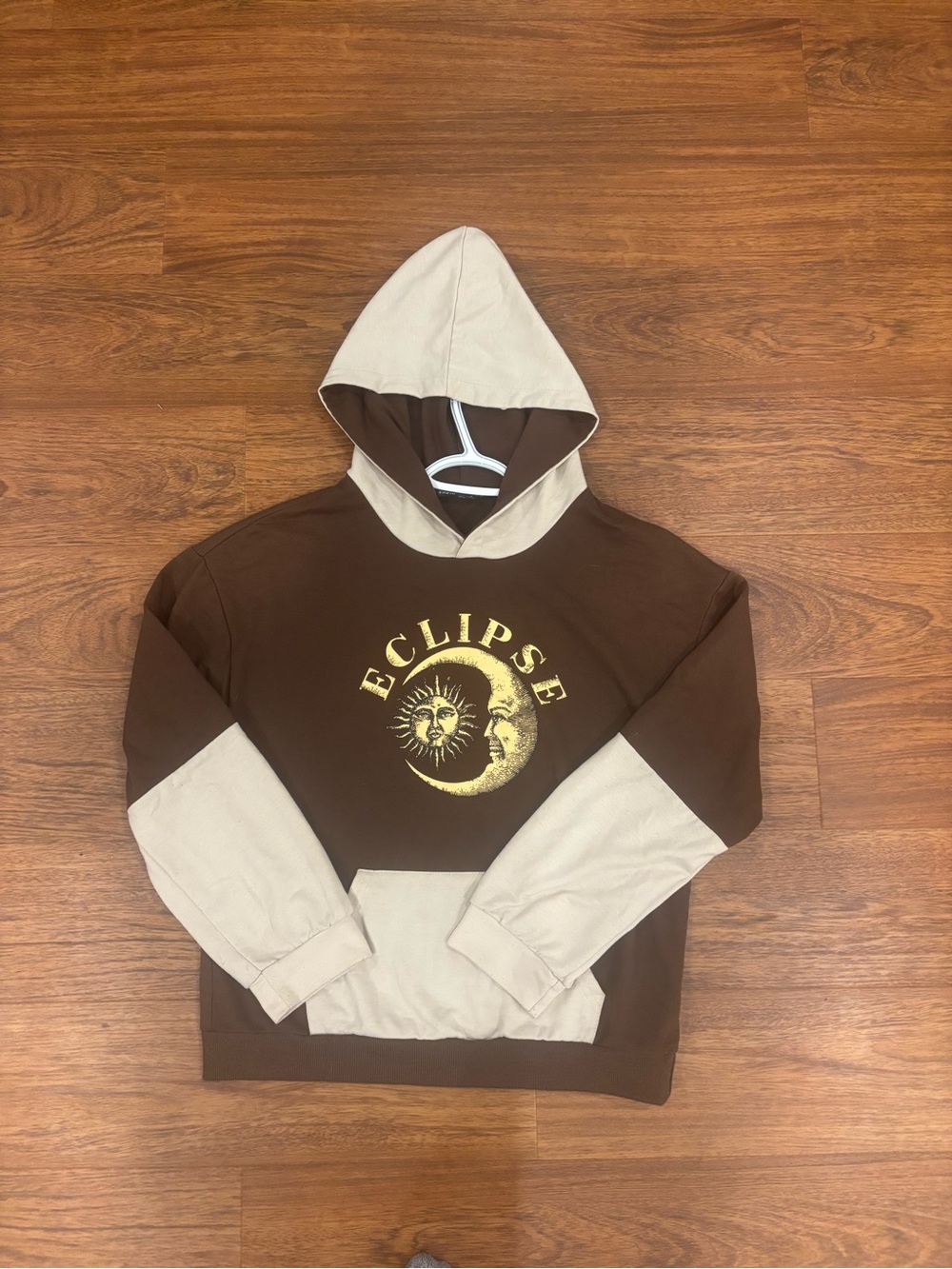 SHEIN Brown and Cream 'Eclipse' Zip-Up Hoodie